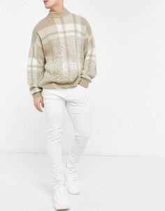 Белые супероблегающие джинсы Bershka-Белый