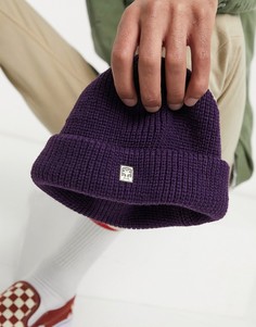 Фиолетовая шапка-бини в мелкий рубчик Obey-Сиреневый