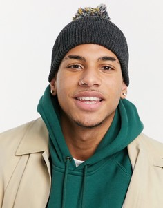 Темно-серая шапка-бини с маленьким помпоном ASOS DESIGN-Серый
