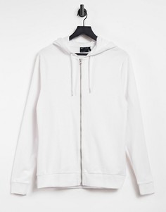 Худи белого цвета из легкого органического хлопка на молнии ASOS DESIGN-Белый