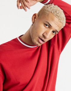 Красный oversized-свитшот с окантовкой ASOS DESIGN