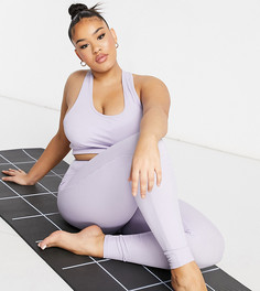 Спортивный бюстгальтер в стиле кроп-топ в рубчик ASOS 4505 Curve-Фиолетовый