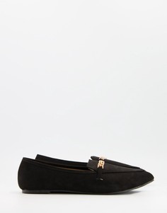 Черные туфли на плоской подошве с золотистой цепочкой RAID Lane-Черный цвет