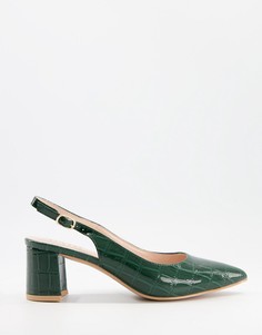Зеленые туфли на каблуке из искусственной кожи под крокодила RAID Rublina-Зеленый цвет