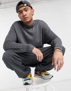 Черный выбеленный свитшот в стиле oversized из очень мягкой вискозы с асимметричным подолом ASOS DESIGN-Черный цвет