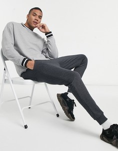Серый меланжевый свитшот в стиле oversized с окантовкой ASOS DESIGN