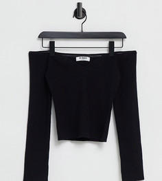 Черный трикотажный джемпер с глубоким вырезом и открытыми плечами 4th & Reckless Petite-Черный цвет