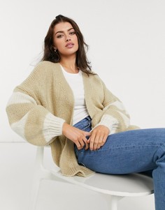 Бежевый кардиган в стиле oversized в полоску ASOS DESIGN-Светло-бежевый