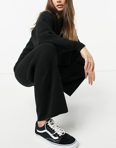 Черные широкие брюки в рубчик New Look-Коричневый цвет