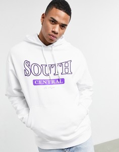 Худи в стиле oversized с принтом колледжа на груди ASOS DESIGN-Серый
