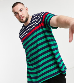 Темно-синяя футболка в полоску с логотипом Polo Ralph Lauren Big & Tall-Темно-синий