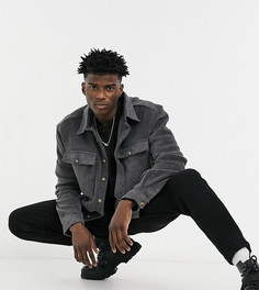 Угольно-серая рубашка навыпуск из искусственной шерсти Reclaimed Vintage Inspired-Серый