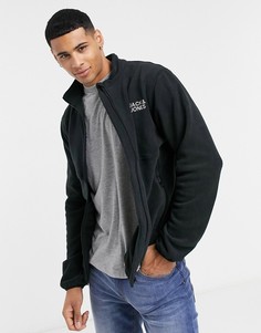 Флисовый свитшот черного цвета на молнии Jack & Jones Originals-Черный цвет