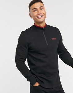 Черное поло с длинными рукавами и воротом на молнии Barbour International-Черный