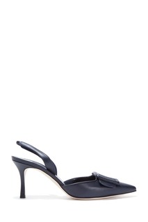 Темно-синие слингбеки Maysli Nappa 70 Manolo Blahnik