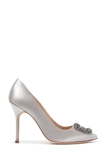 Серебристые туфли Hangisi Satin 105 Manolo Blahnik