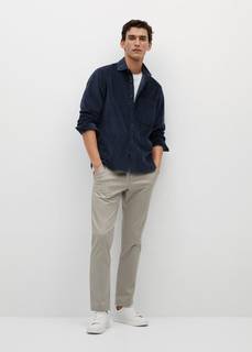 Вельветовая рубашка regular fit с карманом - Baku Mango