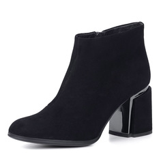 Черные велюровые ботильоны на устойчивом каблуке Corso Como