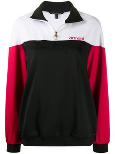 Armani Exchange спортивный топ в стиле колор-блок с вышивкой