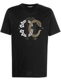 Roberto Cavalli футболка с логотипом из заклепок