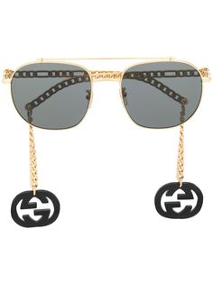 Gucci Eyewear солнцезащитные очки-авиаторы в цепочной оправе