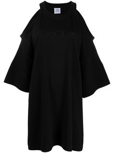 Vetements платье с открытыми плечами и вышитым логотипом