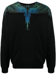 Marcelo Burlon County of Milan WINGS REGULAR CREWNECK BLACK BLUE NEON