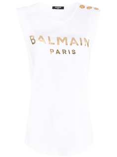 Balmain топ с пуговицами и логотипом