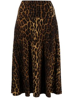 Norma Kamali юбка А-силуэта с леопардовым принтом