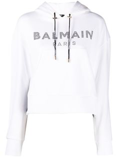 Balmain укороченное худи с логотипом