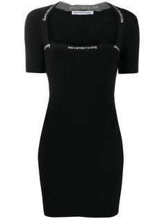 T By Alexander Wang приталенное платье мини с логотипом