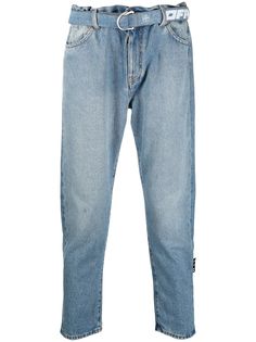 Off-White джинсы с логотипом на поясе