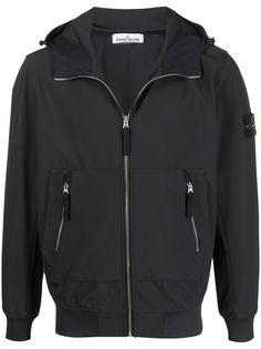 Stone Island худи на молнии с нашивкой-логотипом