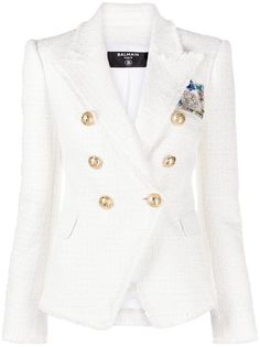 Balmain двубортный твидовый жакет