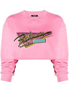 Balmain укороченная толстовка с вышитым логотипом
