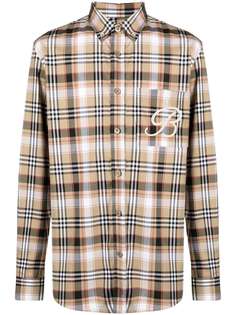 Burberry рубашка в клетку с вышивкой