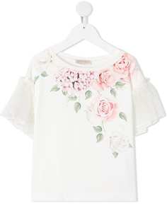 Monnalisa блузка с цветочным принтом