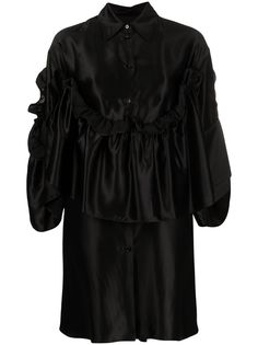 MM6 Maison Margiela атласное платье-рубашка с оборками