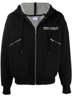 Marcelo Burlon County of Milan LOGO SCUBA HOODIE PKTS BOMBER BLACK WHIT