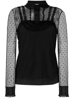 RED Valentino блузка из тюля пуэн-деспри с оборками
