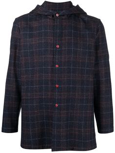 Kiton клетчатая рубашка с капюшоном