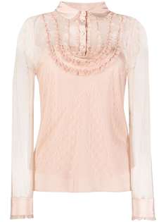 RED Valentino блузка из тюля пуэн-деспри с оборками