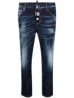 Dsquared2 укороченные джинсы с кристаллами