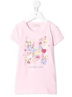 Monnalisa футболка с цветочным принтом