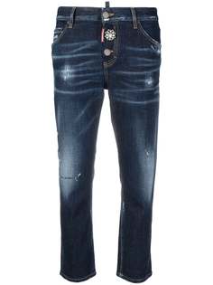 Dsquared2 укороченные джинсы с эффектом потертости