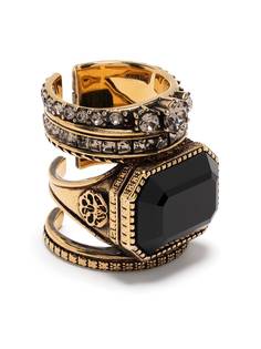 Alexander McQueen многослойное кольцо с кристаллами