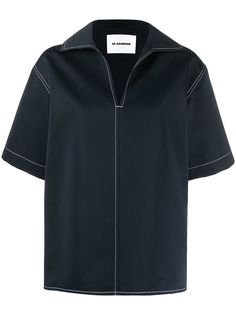 Jil Sander топ с короткими рукавами и косым воротником