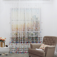 Штора Сетка с полосой 300х270 см, 1 шт. Розовый/красный/синий/белый Amore Mio