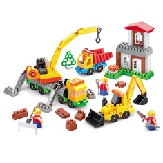 Конструктор Bayer Стройка. Строительная площадка с автокраном, грузовиком и трактором
