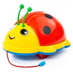 Каталка-игрушка Molto Божья Коровка 7888 (в сеточке) со звуковыми эффектами красный/желтый/голубой